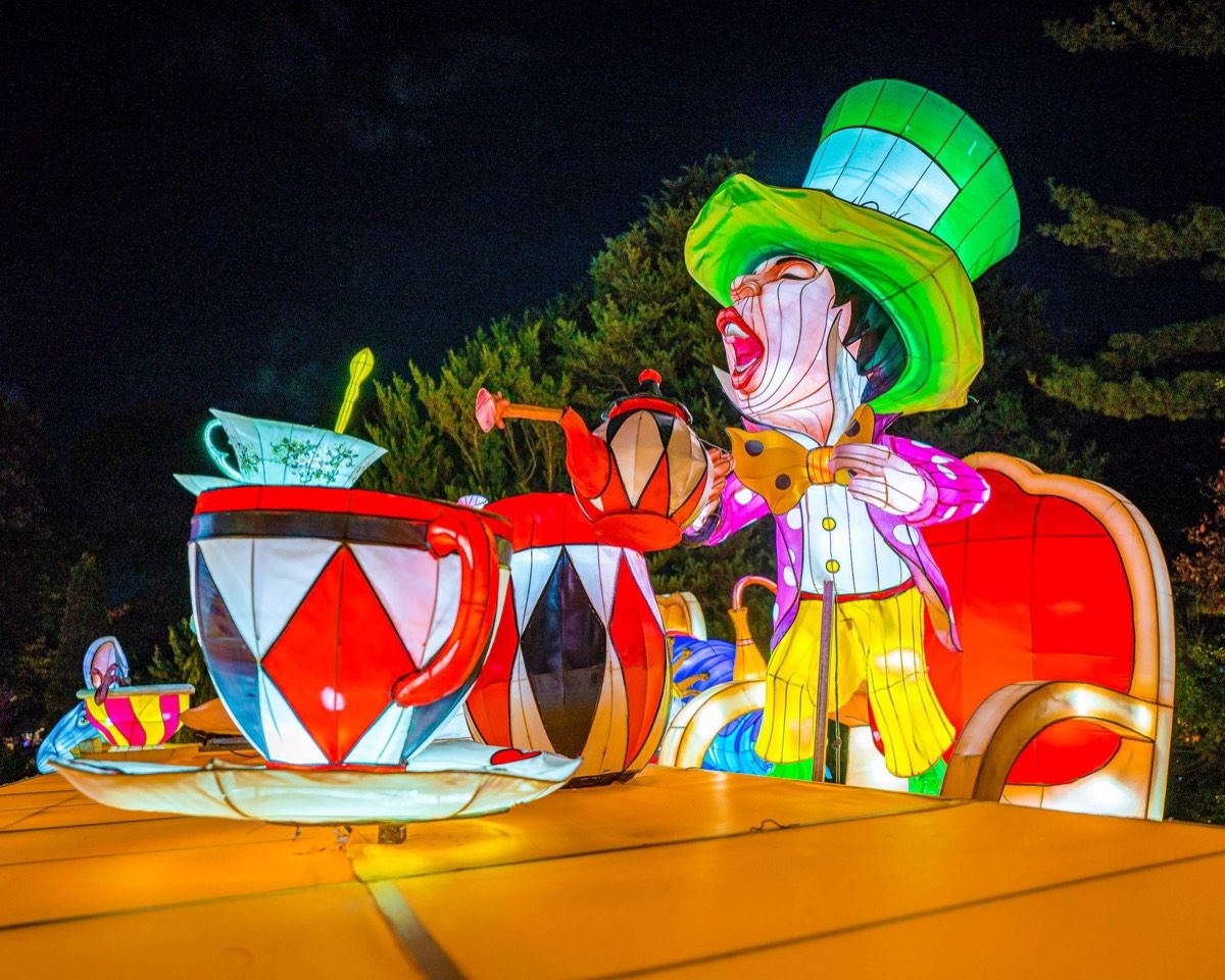 Alice Wonderland Mad Hatter tea party lantern scene