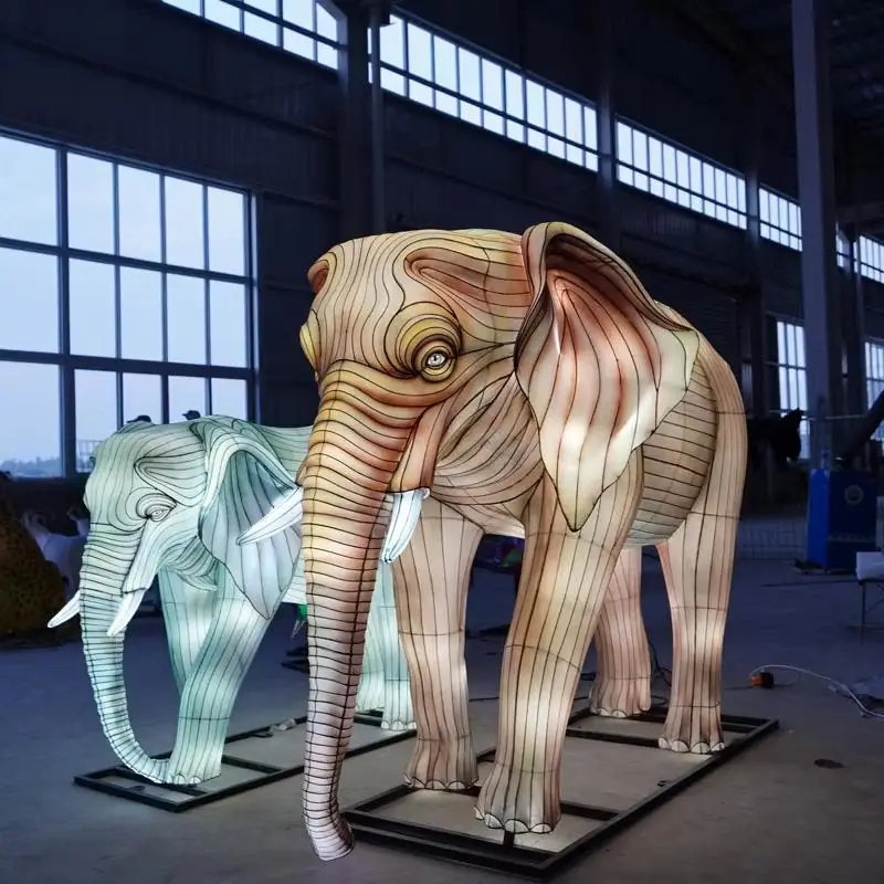 Water-Spray Elephant lantern by Spark Lantern, Zigong