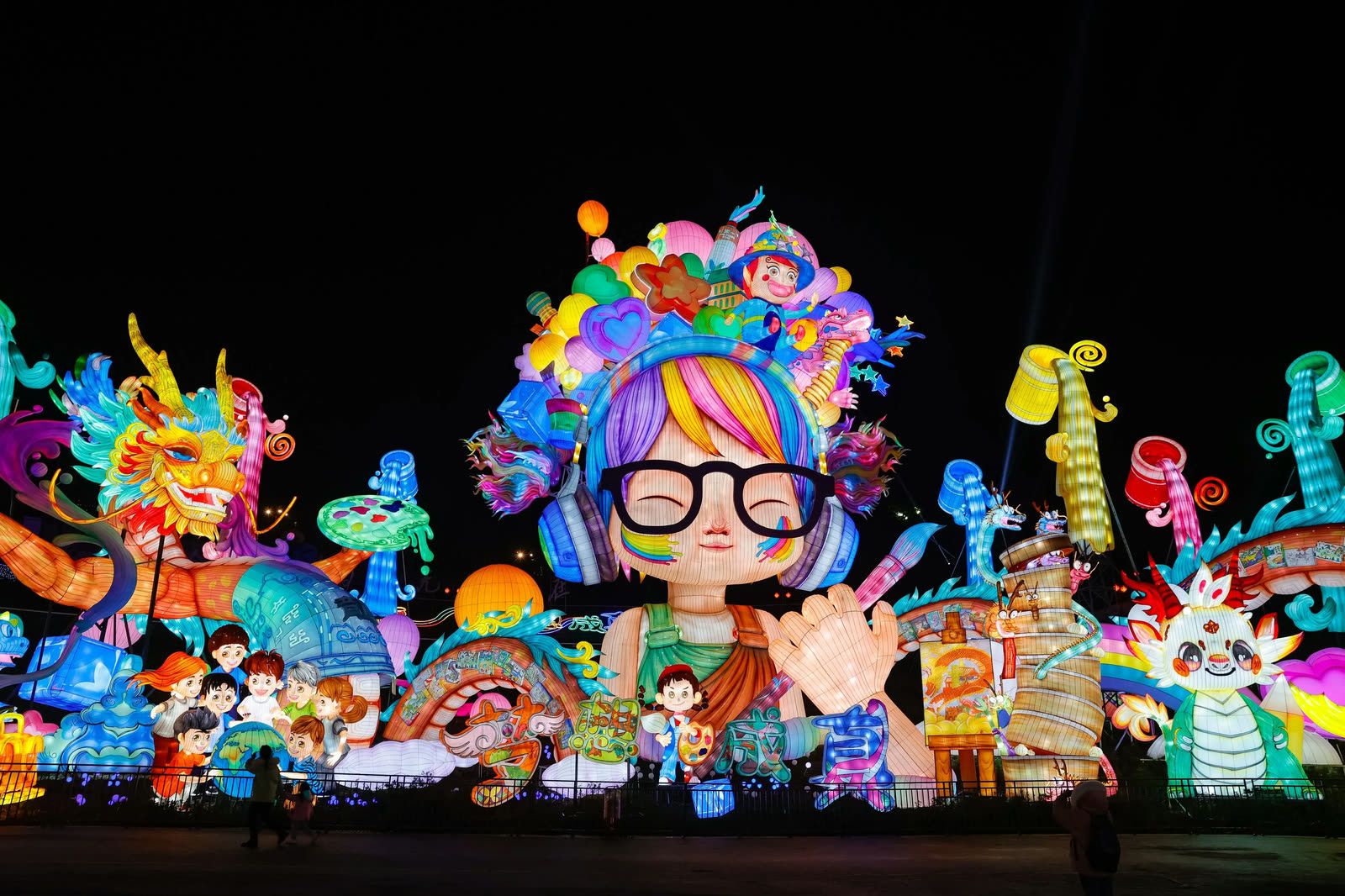 Custom anime character lantern scene built to client brief at night